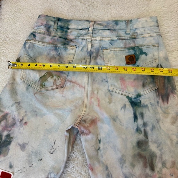Carhartt Tie Dye w/ Patches Multicolor Men’s Straight leg Semi Distressed Jeans - Picture 13 of 16